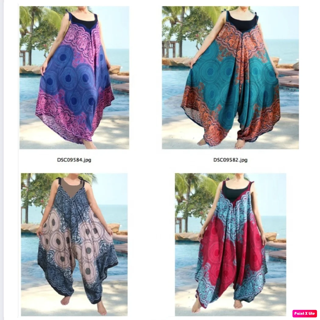 
Комбинезон-шаровары Alladin в стиле хиппи и бохо, комбинезон для йоги с широкими штанинами, брюки с принтом тайского искусства мандалы 