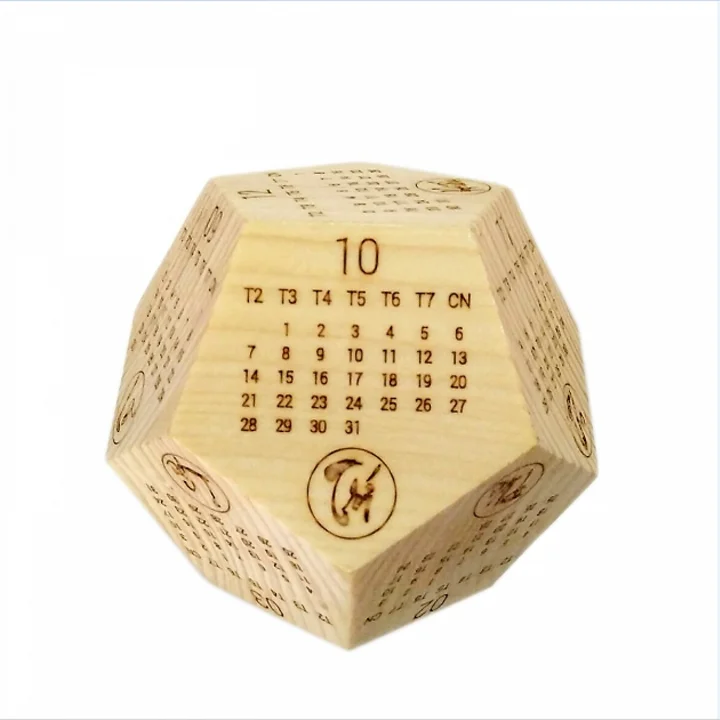 ヘキサゴン　カレンダー Wooden Hexagon Calendar - Full 12 Months for Office
