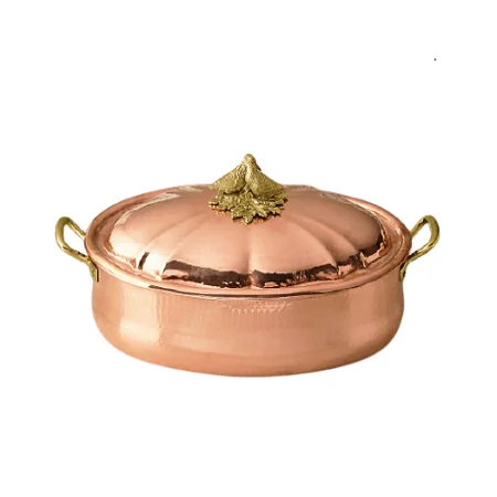 Copper Cookware Pot with 2 Brass Handles and A Lid 1900ml