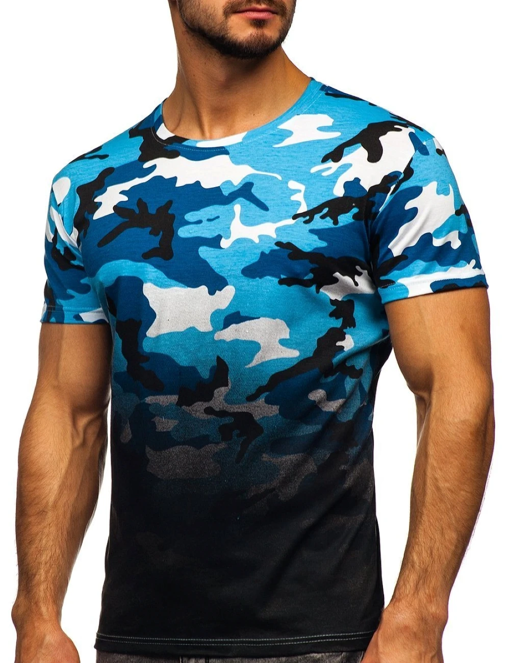 Source custom men blue camouflage glitter oem sublimated cotton