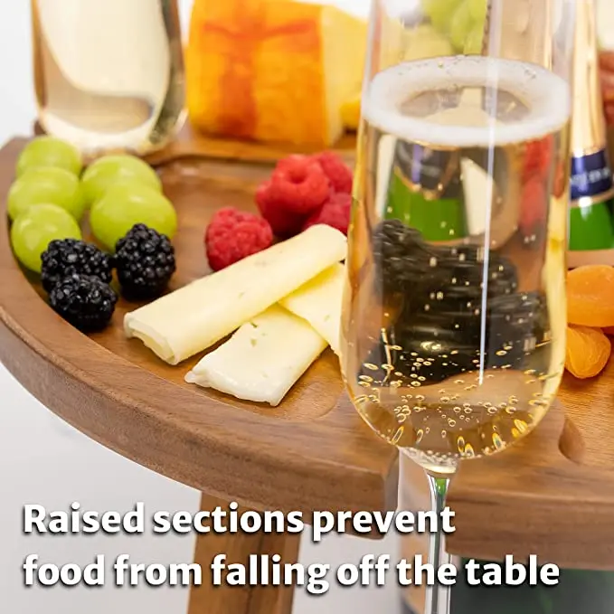 Wooden Outdoor Folding Picnic Table With Wine Glass Holder 2 In 1