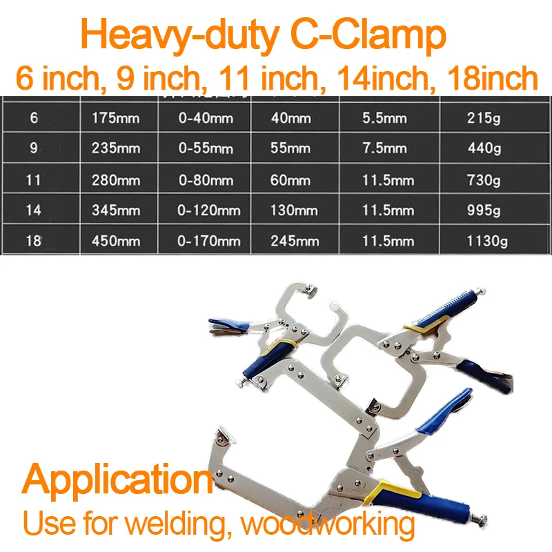 Heavy Duty C Clamp,Vise Grip Locking Pliers With Swivel Pads,18 Inch