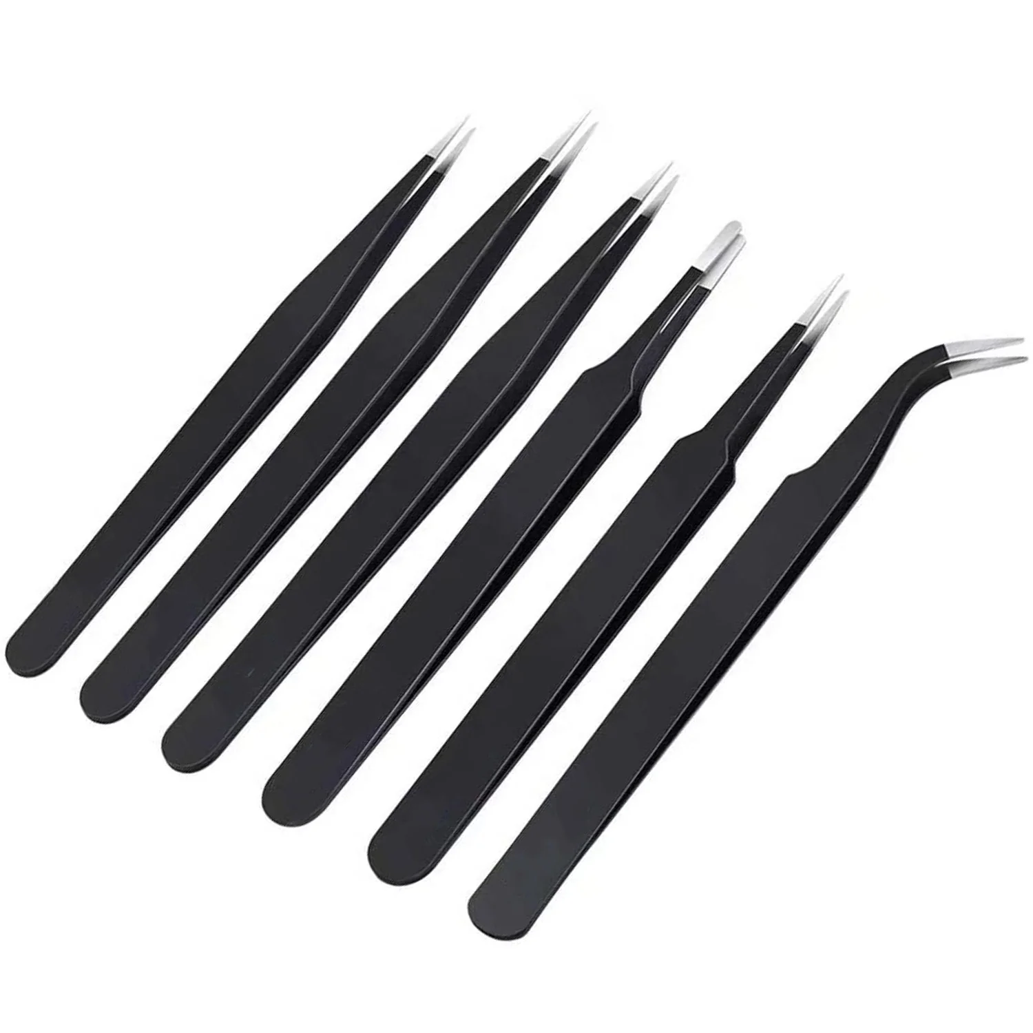 6PCS Precision Tweezers Set, Upgraded Anti-Static Stainless Steel Curved of  Tweezers, for Electronics, Laboratory Work, Jewelry-Making, Craft