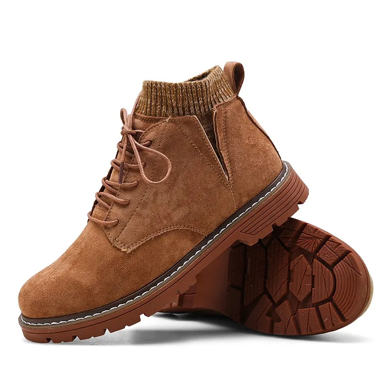 Оптовая продажа, модные ботинки, Уличная Повседневная стильная плюшевая теплая зимняя обувь с высоким воротником для мужчин