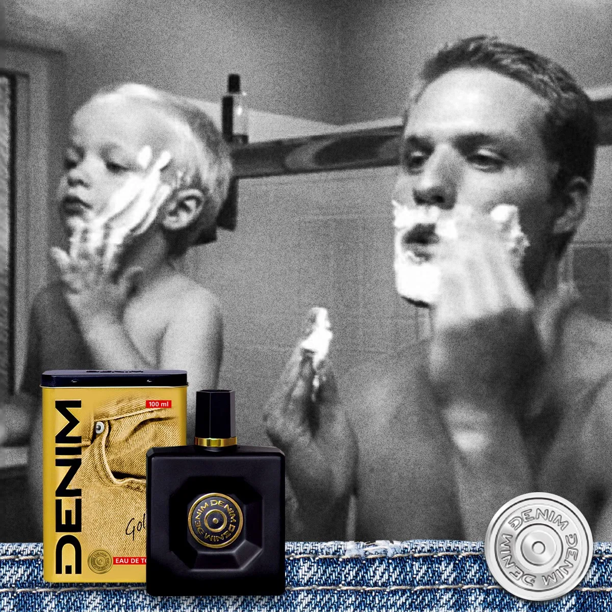 Джинсовая евро де туалет металлическая коробка 100 мл Золото