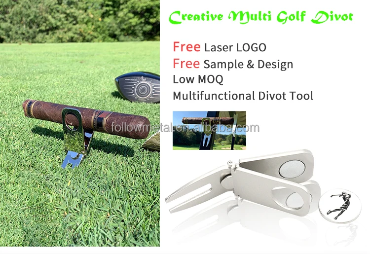 All Metal 3 In 1 Cigar Holder Golf Ball Marker Golf Divot