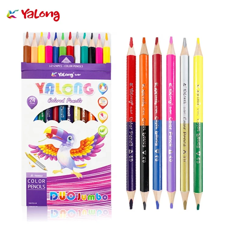 YL817211-24 заказ высокого качества с двойной головкой карандаш комплекты цветные карандаши для детей