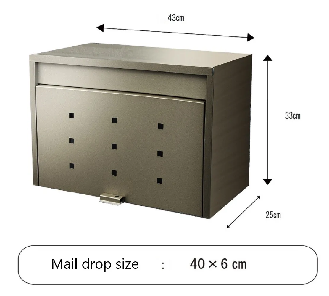 Titan Grey Outdoor Jumbo Mailbox Modern Design Bronze Grey Steel Made High Capacity Weatherproof Office Mailbox Home Mailbox