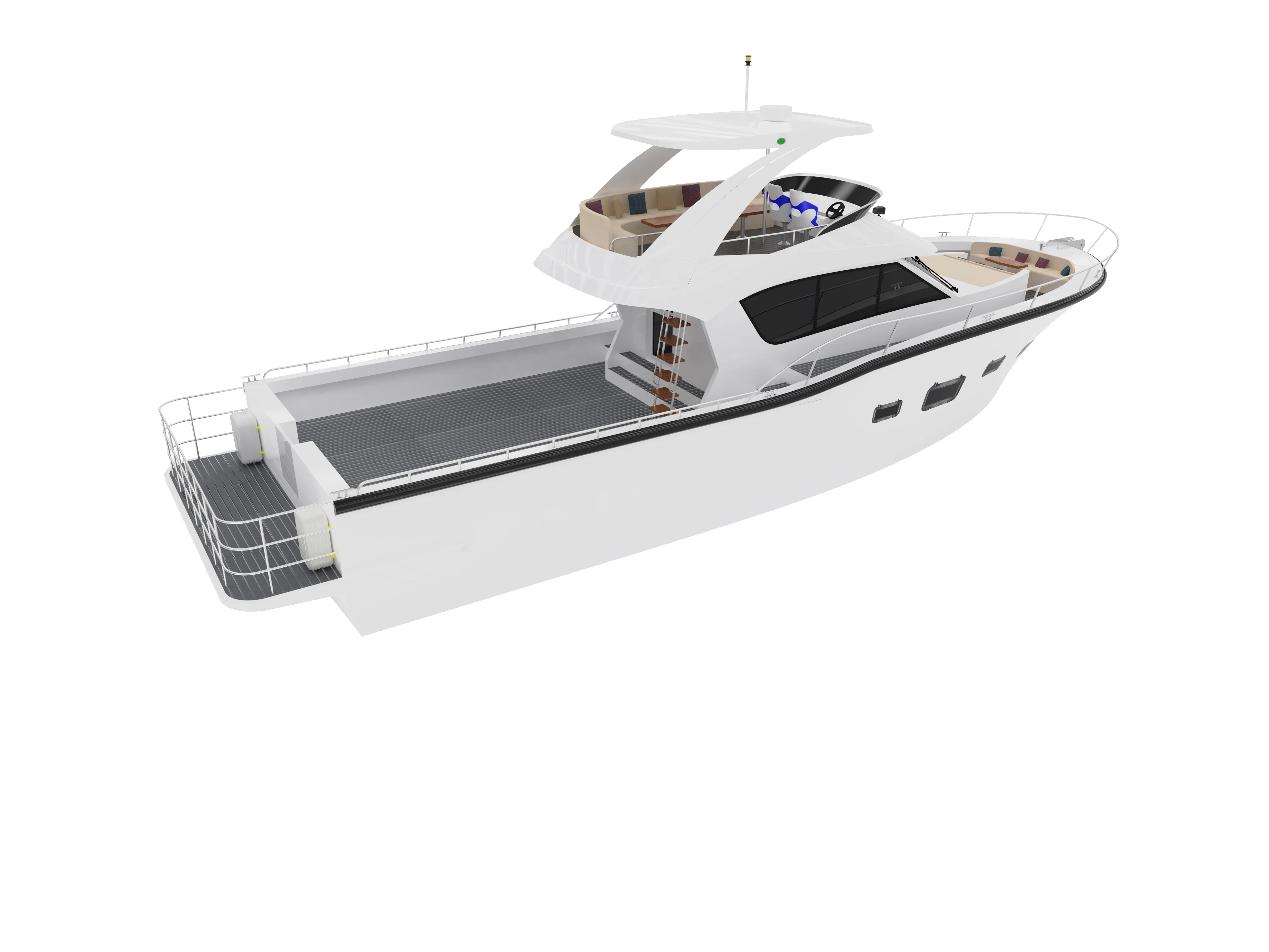 Yacht di lusso in alluminio 17m x 5m con due camere da letto in