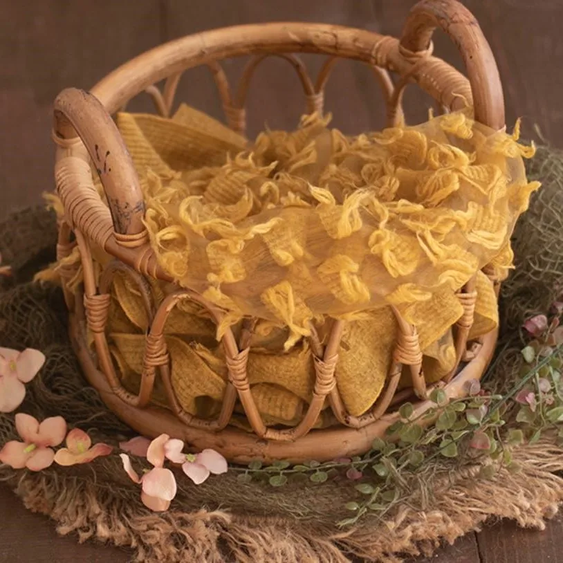 Ротанговая круглая корзина для новорожденных фото реквизит