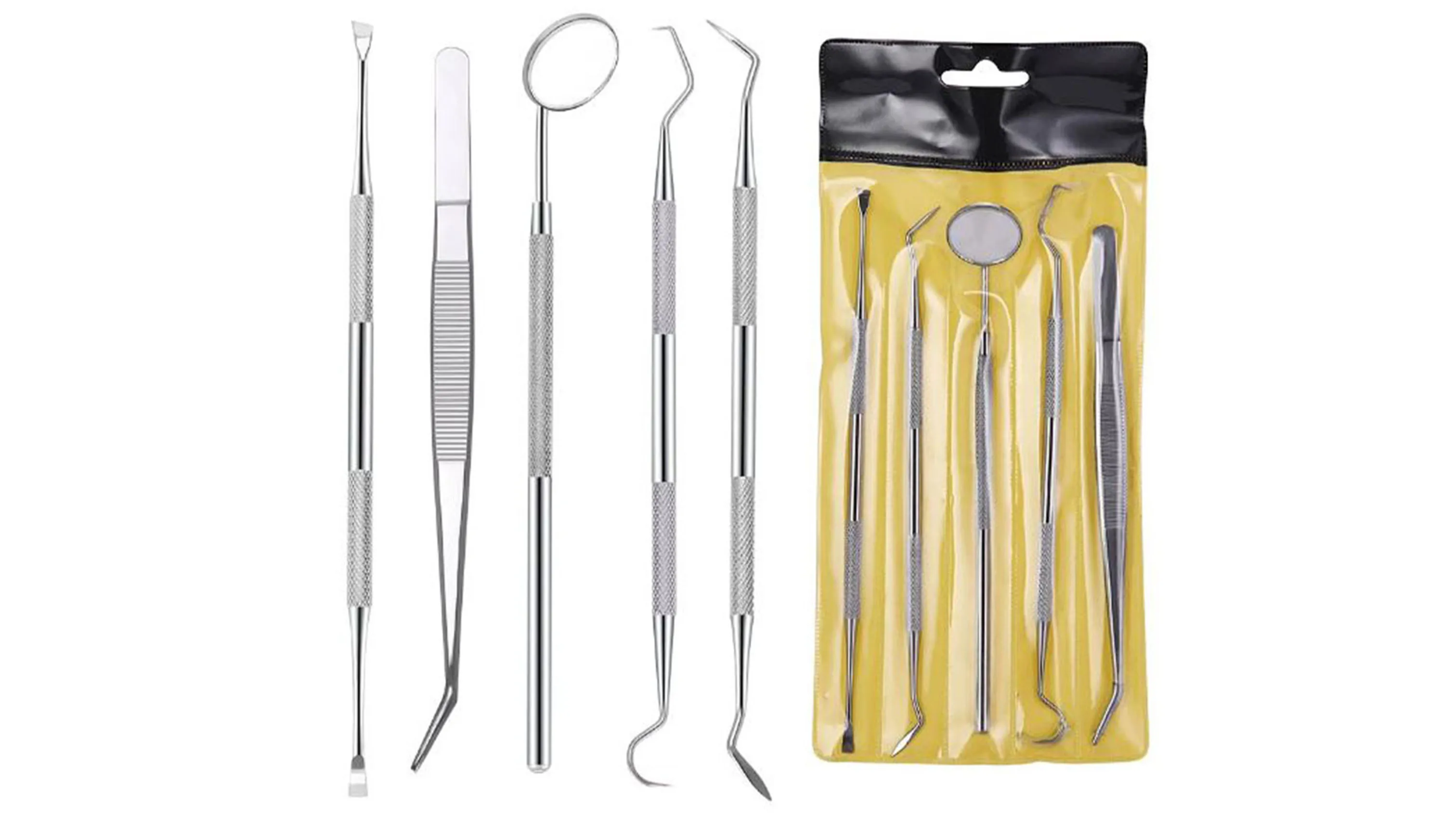 5 Pcs Set Dental Teeth Scaler Kit Loupes Mirror Sickle Scaler Teeth