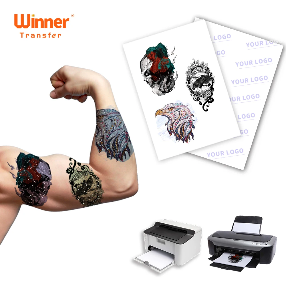 WinnerTransfer Printable Tattoo Transfer Paper Gold Real Tattoo Effect  Tattoo Printing Paper A4 Temporary Tattoos for Body Skin
