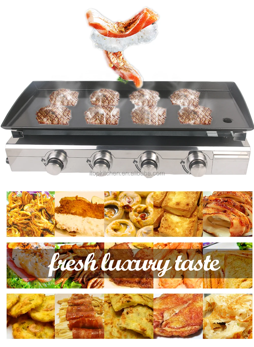 SP-10 4 Burners Stainless Steel Gas Plancha Grill Wedding Party Bbq Machine Outdoor Gas Grill