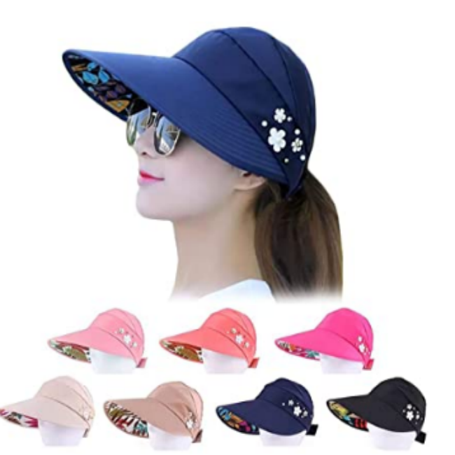 Шляпка от солнца с широкими полями для женщин, летняя уличная Складная пляжная шапка с защитой от ультрафиолета