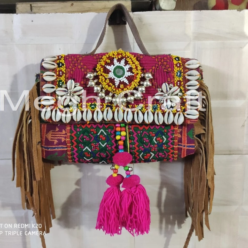 NAVAJO LEATHER BAG, Indian Fringe Banjara Bag, Native American Tassel Purse,  Lar