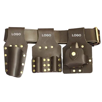 100% Genuine Cowhide Leather Scaffolding Leather Tool Belt 4 mm Thick with Spanner Frog and Holsters