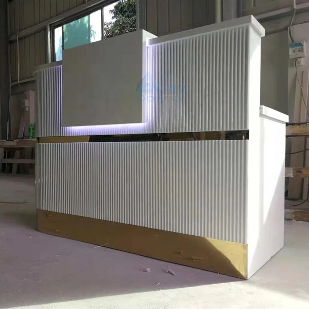 Custom pink Salon Reception Desk Design Spa Front Desk Counter for Sale