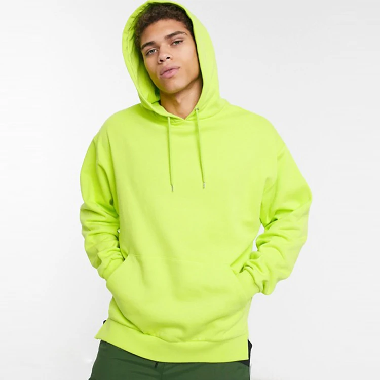 Fluorescent Lime Green Hoodie Custom Men's Oversized Sweatshirt Private ...