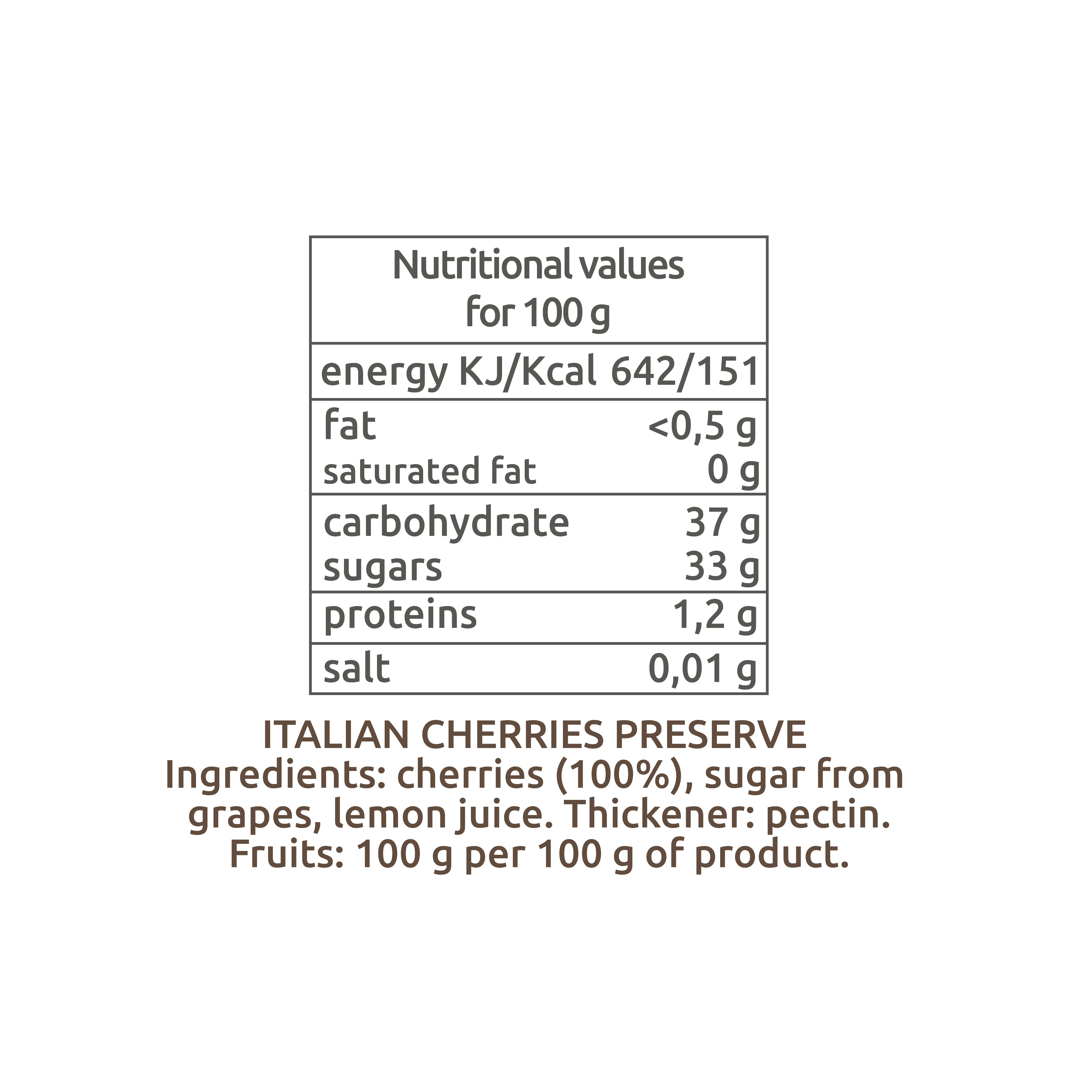 100% italian fruit ORTO D'AUTORE/ PRIVATE LABEL BLACK CHERRY  with only fruit sugar