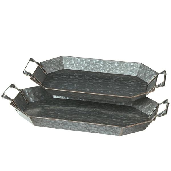 Modern Design 3 Compartment Serving Tray Top Edge Sided Border