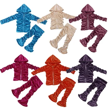 New Trendy Design Stacking Pants 2 pcs Little Girls Sets Designers Kids Clothes Kids Boutique Clothing Sets Kids Sweat Suits