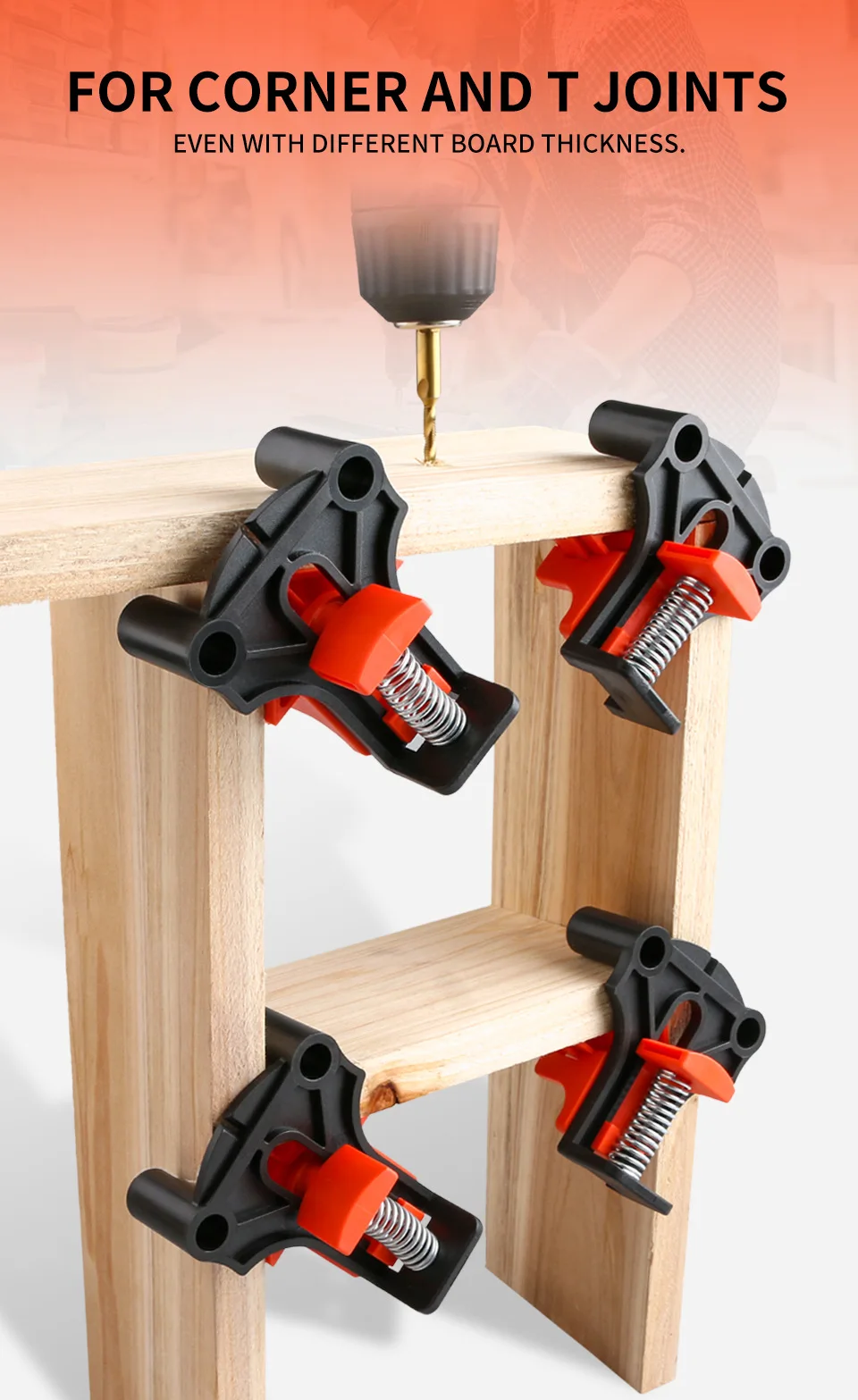 3 Metal Face Clamp Woodworking - (Pack of 2) Heavy Duty C-Type Wood Clamps  Clamping Tools with Ergonomic Grip for DIY, Pocket Hole Joinery