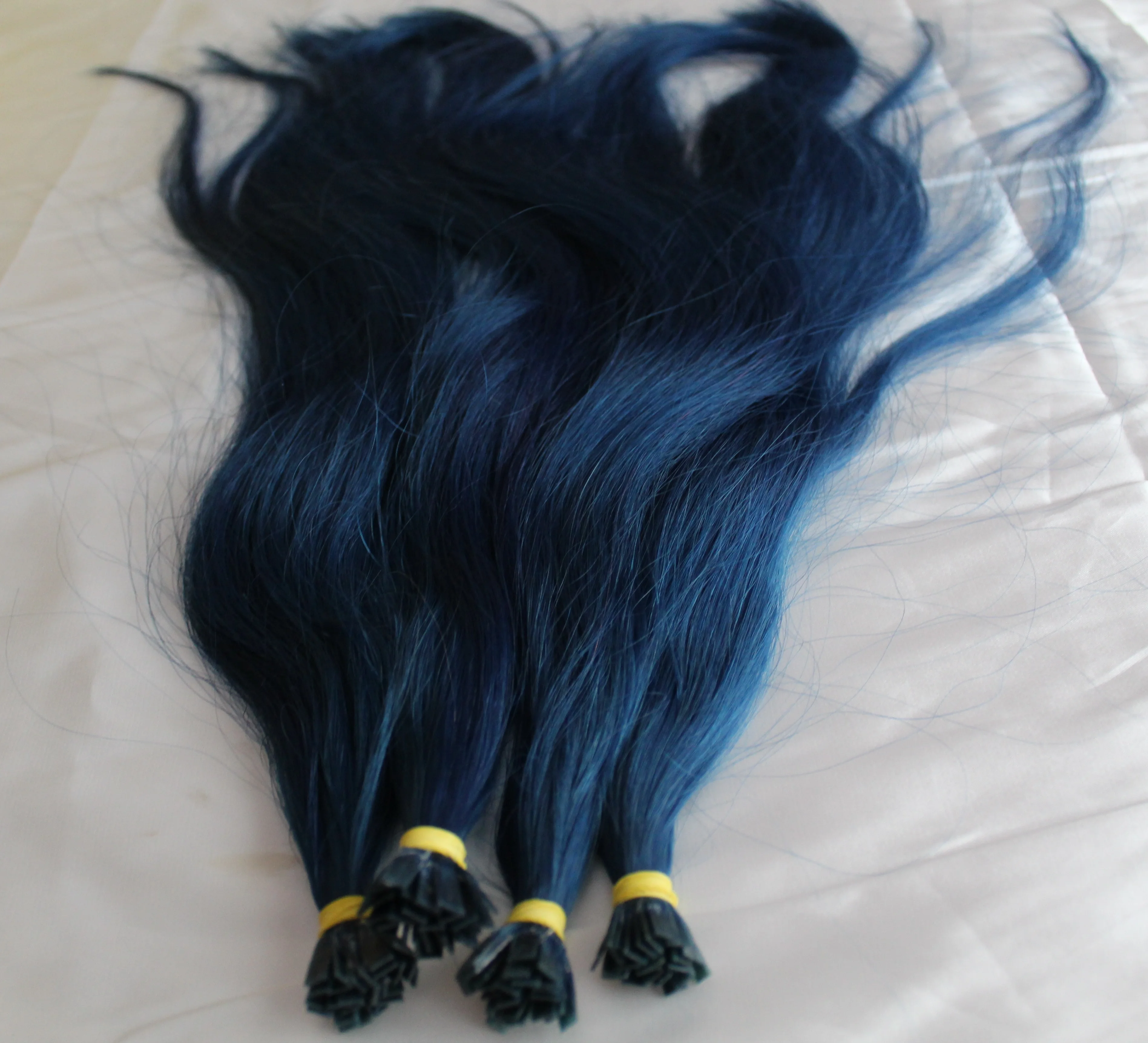 blue human hair extensions