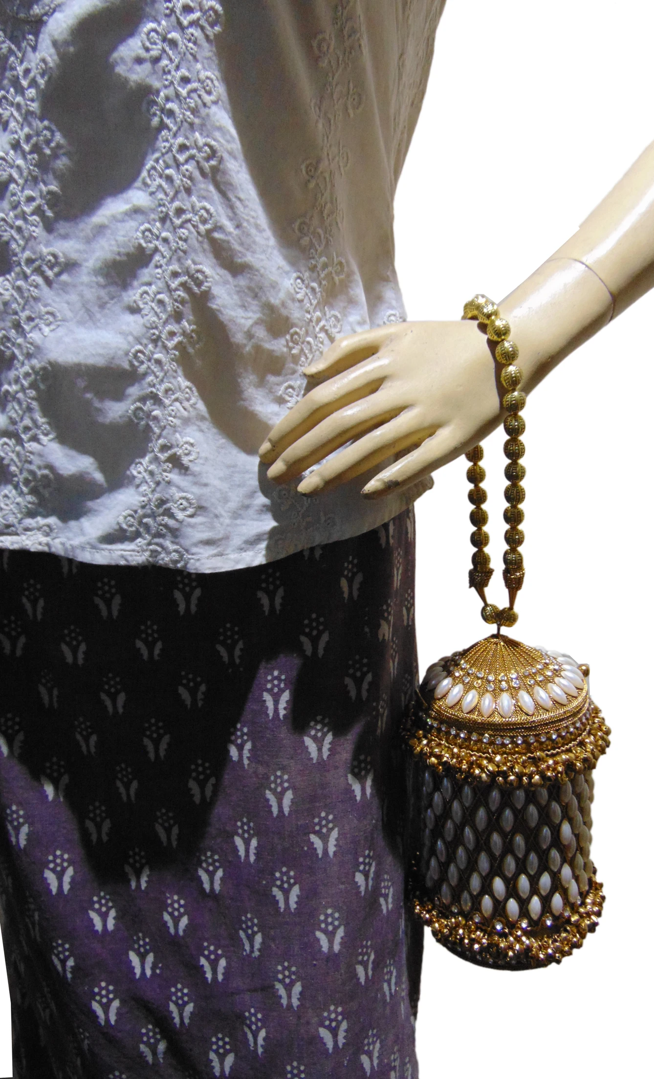 Rhinestone Bucket Evening Clutch Woman Hollow Cage Diamond Alloy Metal