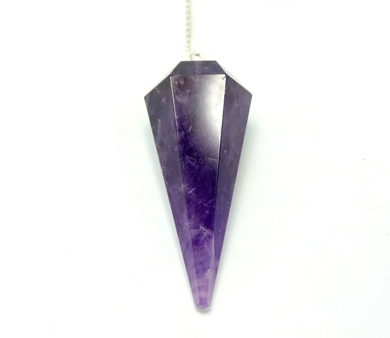 Natural Amethyst Crystal Pendulum Faceted Point Gemstone Reiki Healing