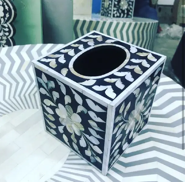 Square Tissue Box Cover - Bone