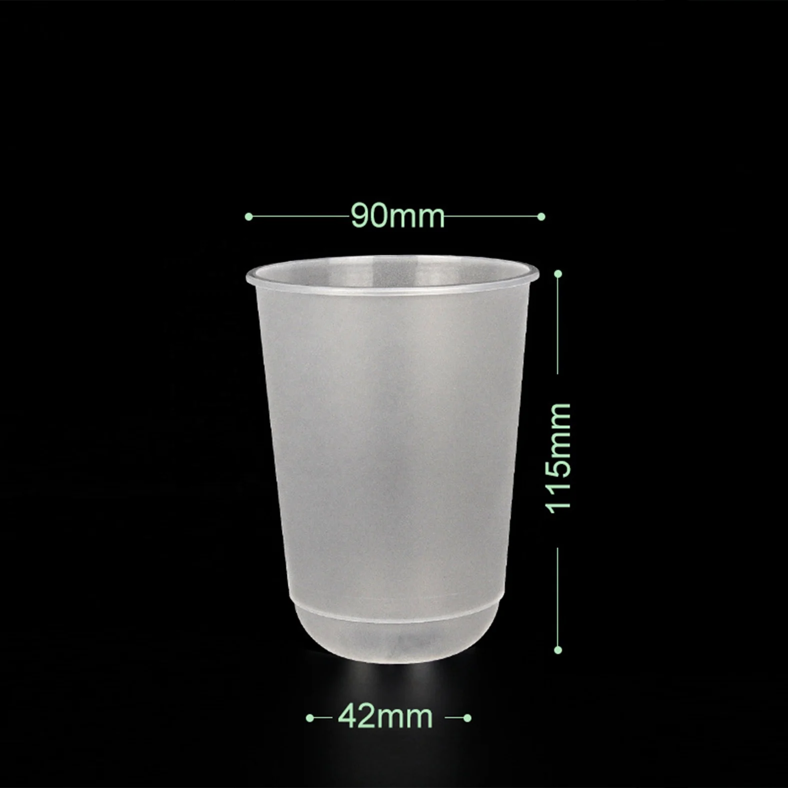 Black - 12oz/90mm PET Plastic U Shape Cup 1000/ctn