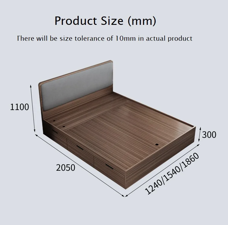 Modern Hydraulic Lift Up Luxury Bedroom Wooden Bed Frame Furniture