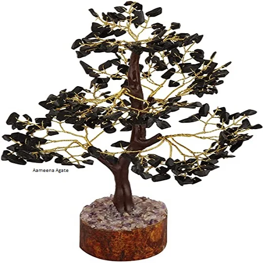 Black Tourmaline Gemstone Tree Natural Crystal Fengshui Money Tree