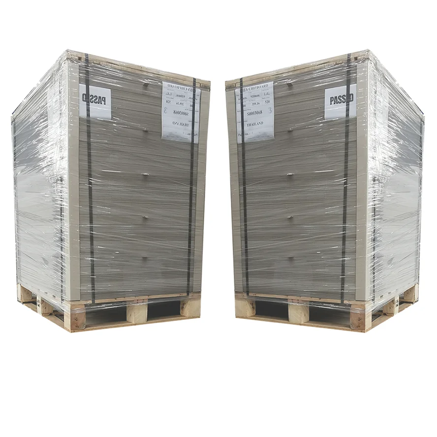 Grey Chipboard Laminated Paper Sheets on Wooden Pallet Raw Material Used for Hardcover Arch File