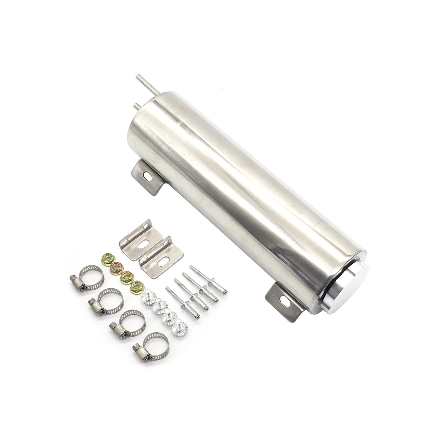 Polished Stainless Steel 32 Oz Radiator Overflow Tank Bottle Catch Can Car Modification Radiator Cooling Water Bottle-Silver 