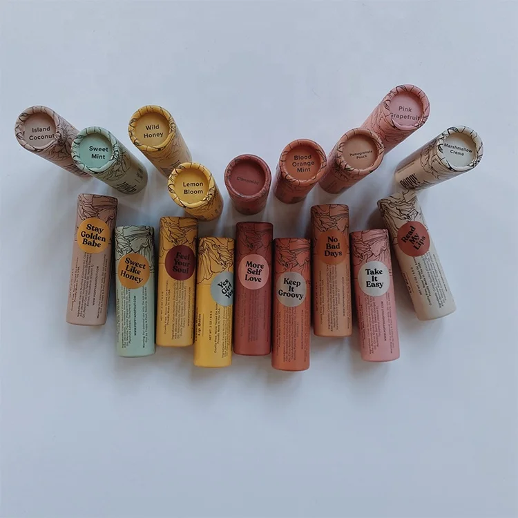 Recycle Round Empty Cardboard Container Eco Kraft Deodorant Container Push up Paper Tube for Lip Balm