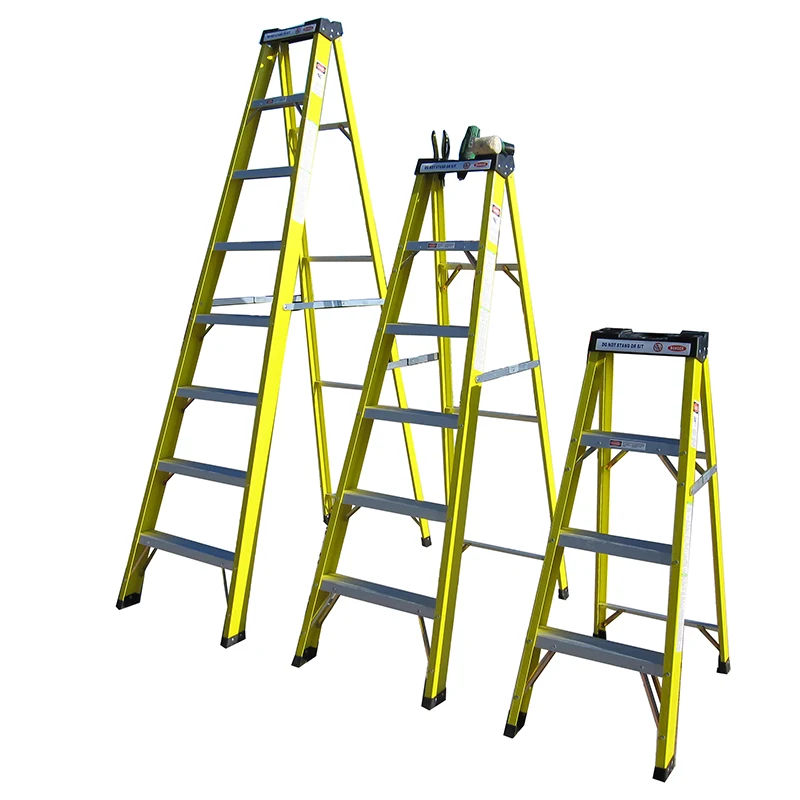 Multi Purpose Three Five 3 4 5 6 7 Step Layers Single Side Wide Fiberglass Climbing Step Ladder