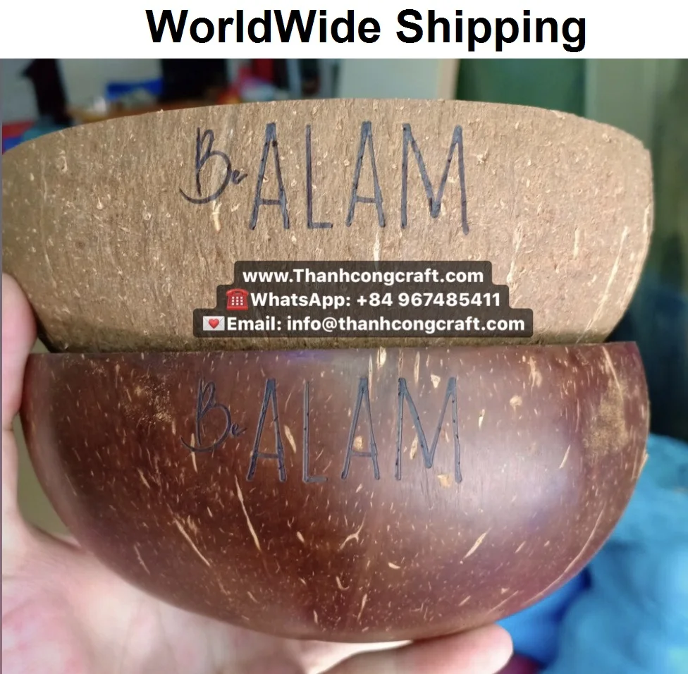 
Вьетнамская чаша из кокосовой скорлупы ручной работы с логотипом высокого качества 