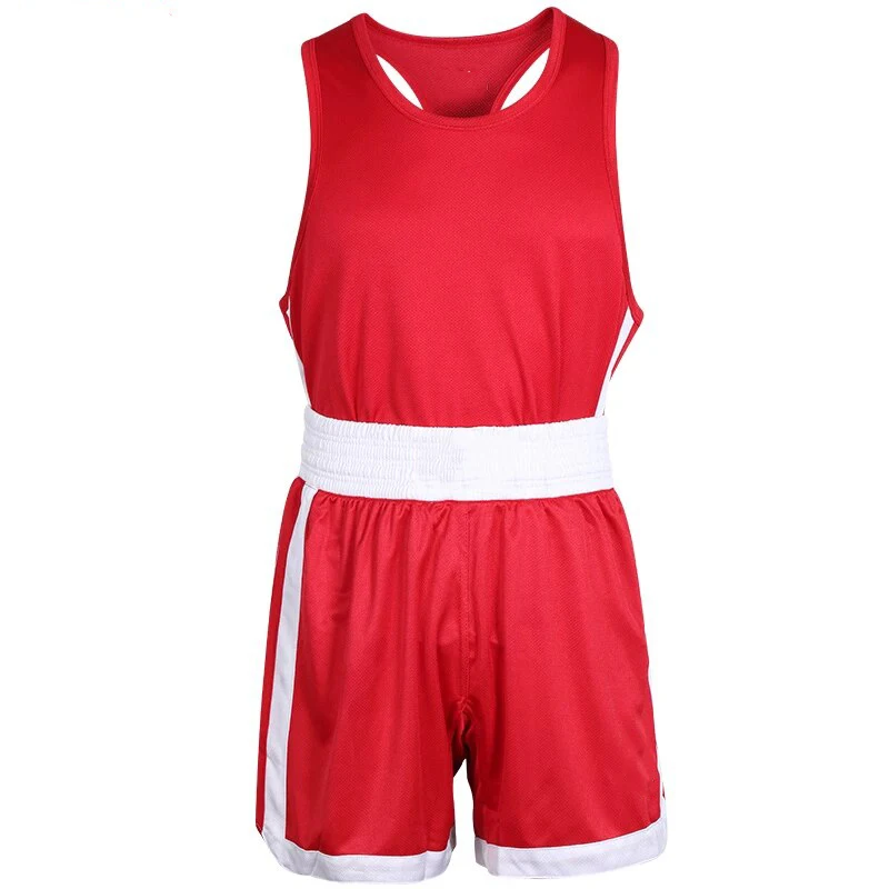 Adult & Kids Boxing Uniform Custom Martial Arts Wear Boxing Uniform Tank Top With Shorts In Red White Color Boxing Uniform