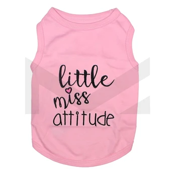 Pet Funny Cute Dog Cat Pet Shirts Caution Little Miss Attitude Cute Pink Custom Graphic Design T Shirt For Puppy Or Cats