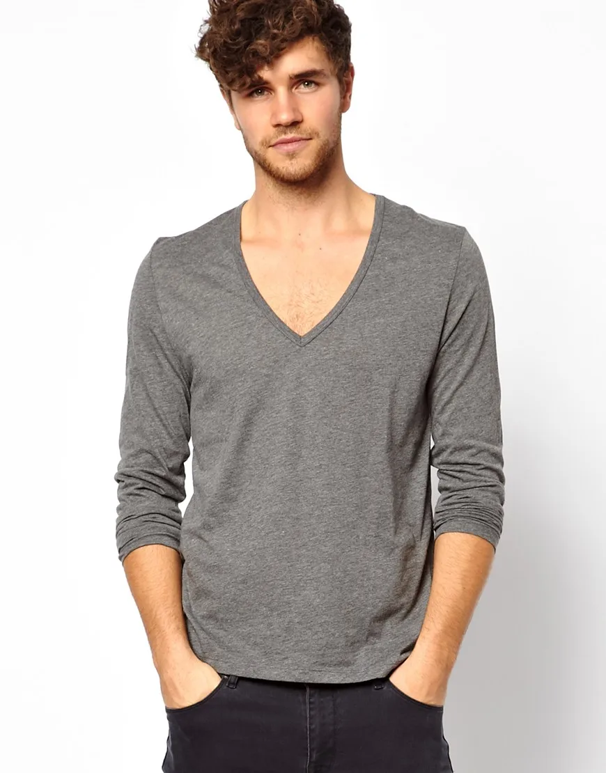 deep v neck shirt men