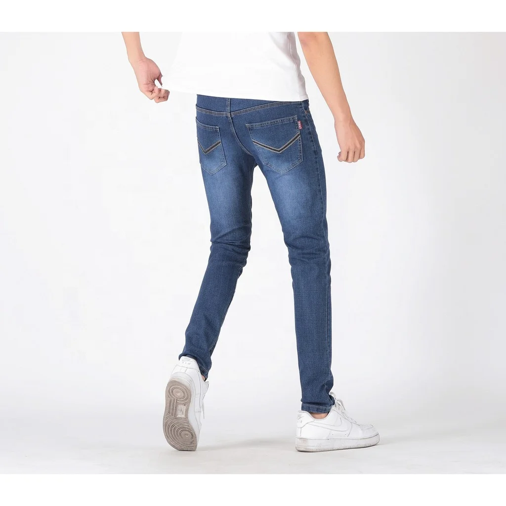 Pantalón de diseño moderno en jeans elásticos delgados para hombre - PEERUS  -