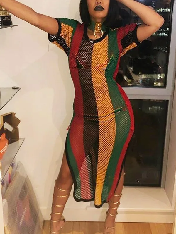 jamaican crochet dress Rasta Crochet Beach Cover Up Dress – Pozze4me main image 1