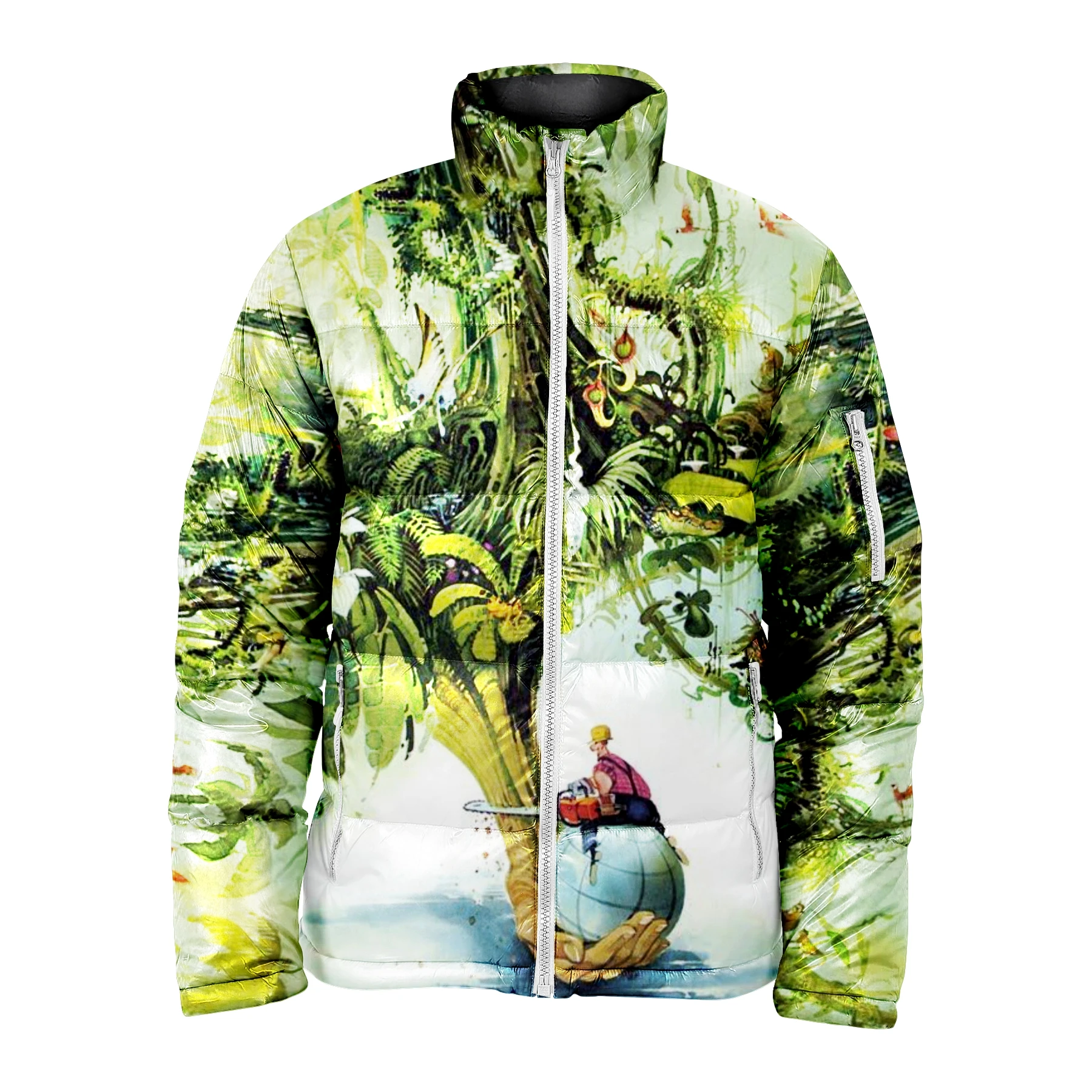 graphic bubble coat