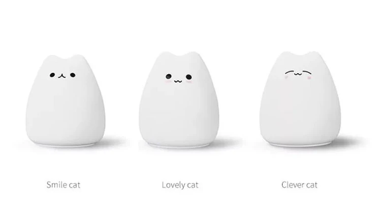 7 цветов Изменение usb мягкий силиконовый животное кошка ребенок комната сна стол ночник лампа