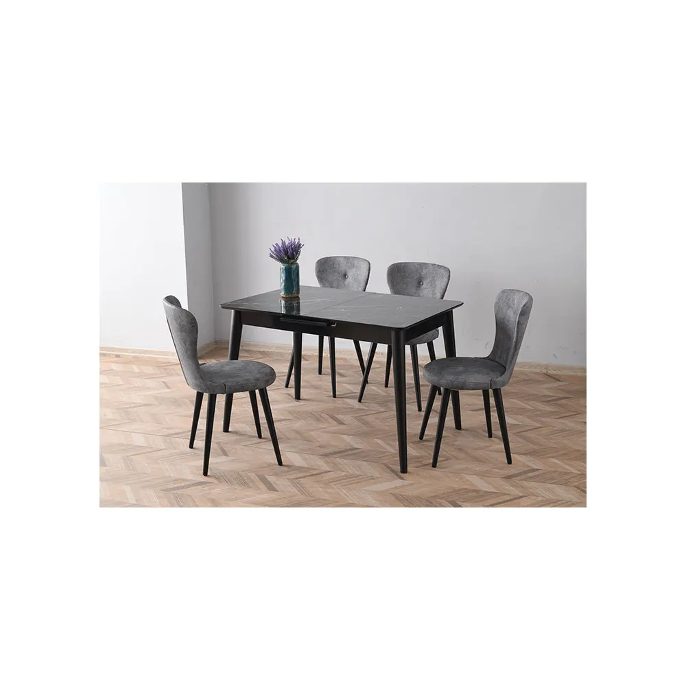 Black Table And 4 Grey Stylish Dining Table And Chair Set Best Quality Dining Room Set Me 1105 Venus Table 2107 Loren Chair Buy Dining Table Designs Dining