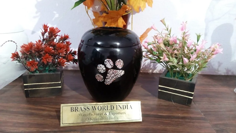 ALUMINIUM WHITE TEA LIGHT PET PAW CREMATION  URN FUNERAL SUPPLIES BRASSWORLD INDIA