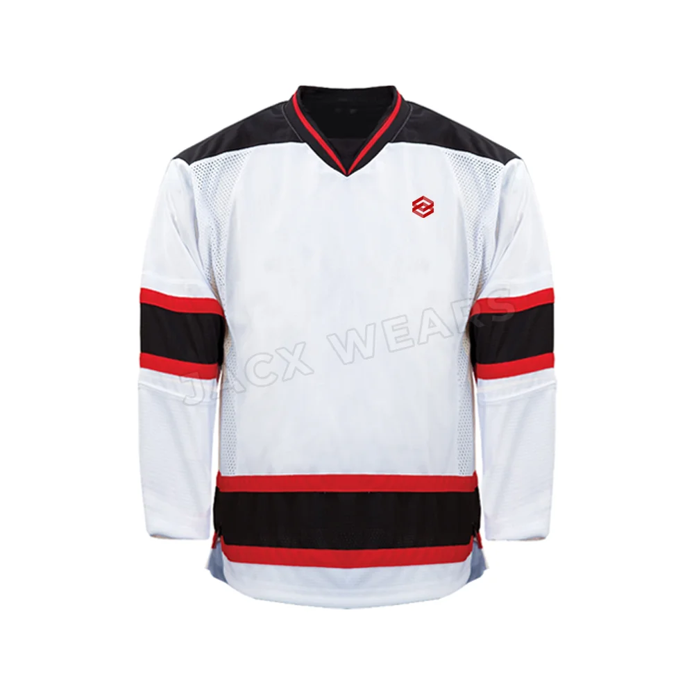 Adult Sublimation Custom V Neck& Long Sleeve Ice Hockey Jersey Hockey