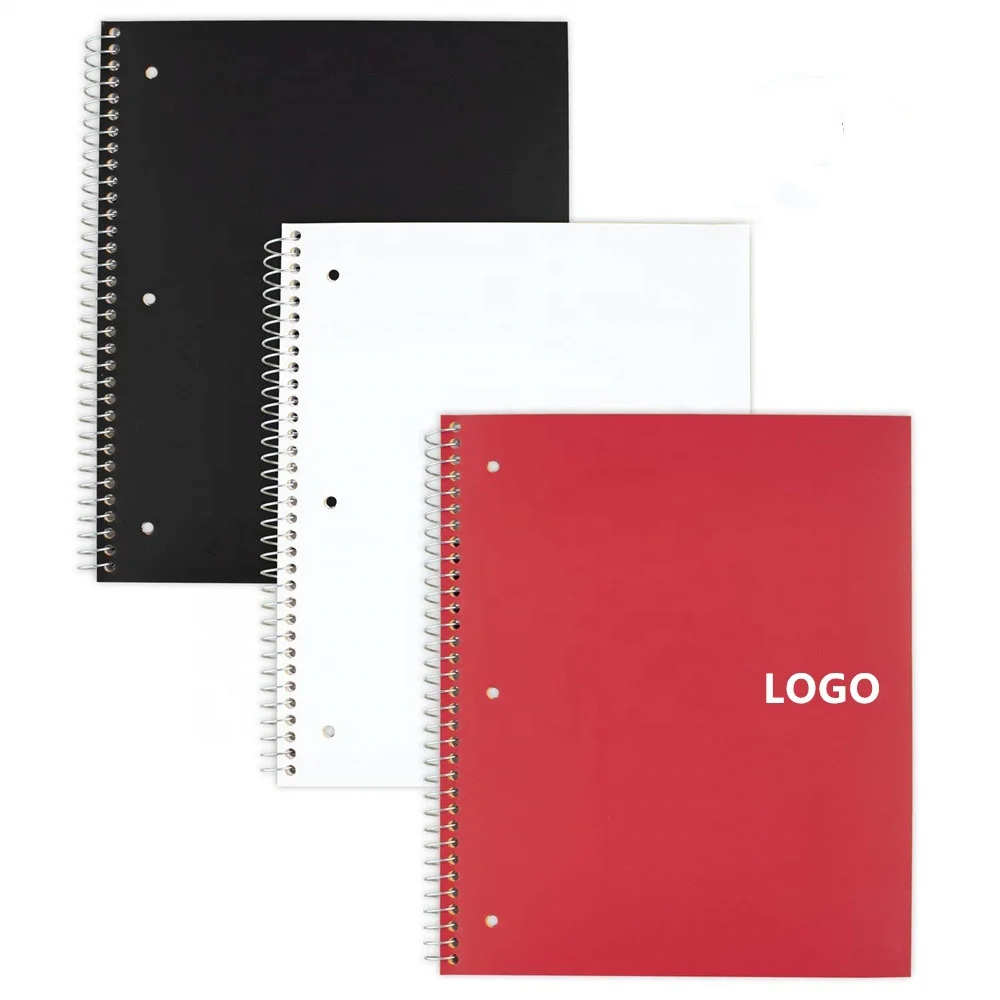Red 150 Sheets 3 Subject Spiral Notebook College Ruled Paper 11 x 8-1/2 inches 