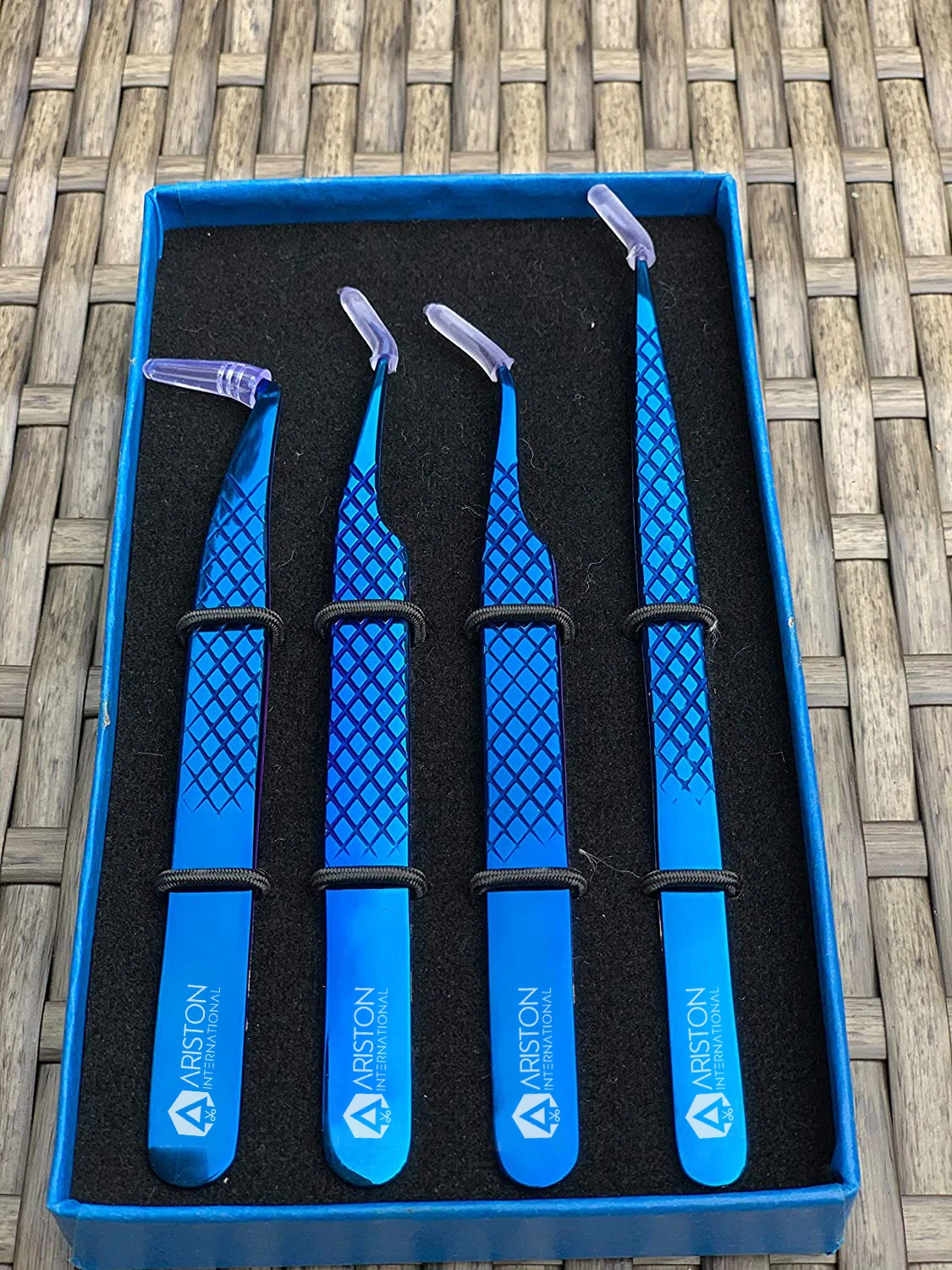 OEM дизайн набор из 4 пинцетов для наращивания ресниц с алмазным захватом-японские стальные инструменты для наращивания ресниц